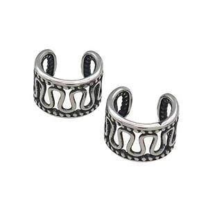 Stainless Steel Clip Earrings Antique Silver, approx 13-15mm