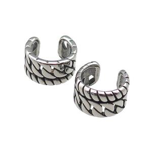 Stainless Steel Clip Earrings Antique Silver, approx 13-15mm