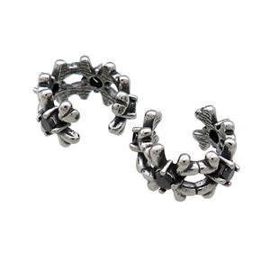 Stainless Steel Clip Earrings Pave Rhinestone Antique Silver, approx 13-15mm