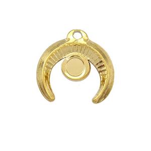 Stainless Steel Horn Pendant With Pad Gold Plated, approx 17mm