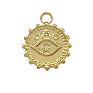 Stainless Steel Eye Pendant Circle Gold Plated, approx 15mm