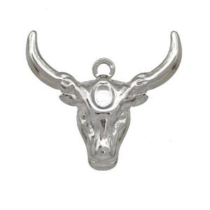 Raw Stainless Steel Bull Head Pendant Cow, approx 22-25mm