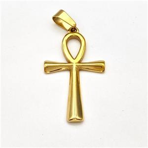 Stainless Steel Egyptian Ankh Cross Pendant Gold Plated, approx 24-40mm