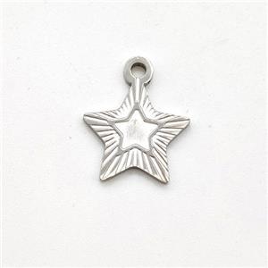 Raw Stainless Steel Star Pendant, approx 11.5mm