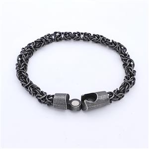 304 Stainless Steel Bracelet Antique Black, approx 10-30mm, 6mm, 21cm length
