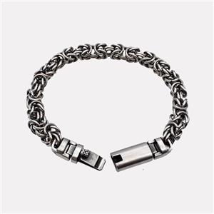 304 Stainless Steel Bracelet Antique Silver, approx 10-45mm, 8mm, 21cm length