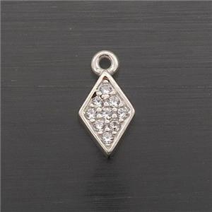 Sterling Silver Pendant Rhombus Pave Zircon, approx 5-7.5mm