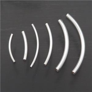 Sterling Silver Bend Tube Beads Column, approx 1.5x30mm