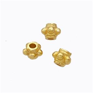 925 Sterling Silver Flower Beads Gold Plated, approx 4mm