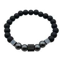 black matte Onyx Agate Bracelet, stretchy, approx 8mm dia