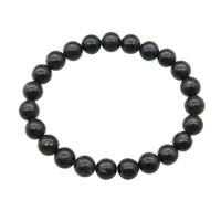 Black Hornblende Bracelet Stretchy Round, approx 8mm dia