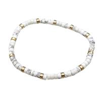 White Howlite Bracelet Stretchy, approx 4mm
