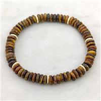 Natural Tiger Eye Stone Heishi Bracelet Stretchy, approx 6mm