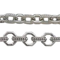 Alloy Chain Platinum Plated, approx 8-11mm, 10mm