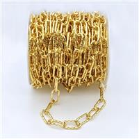 Copper Paperclip Chain Gold Plated, approx 8-16mm