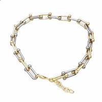 Aluminum Chain Necklace Gold Plated, approx 10-25mm, 45cm length