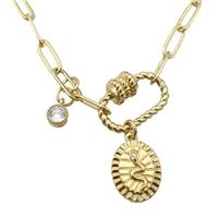copper necklace, gold plated, approx 4x11mm, 44cm length