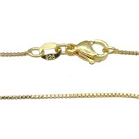 Copper Necklace Box Chain Unfaded Gold Plated, approx 0.8mm, 42cm length