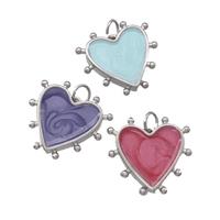 Copper Heart Pendant Painted Platinum Plated Mixed Color, approx 15mm