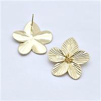 Copper Flower Stud Earrings Gold Plated, approx 30mm