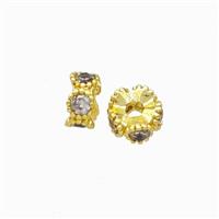 Copper Heishi Beads Pave Zirconia Gold Plated, approx 4.5mm