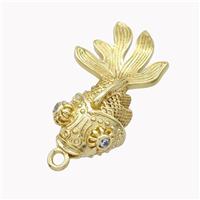 Copper Fish Pendant Pave Zirconia Gold Plated, approx 10-28mm