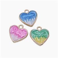 Copper Heart Pendant Painted Gold Plated Mix Color, approx 16mm