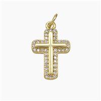 Copper Cross Pendant Micropave Zirconia Gold Plated, approx 12.5-17mm