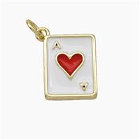 ACE of Heart Playing Card Copper Pendant Red Enamel Gold Plated, approx 11-14mm