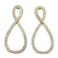 copper stud Earrings pave zircon, infinity, gold plated, approx 22-50mm