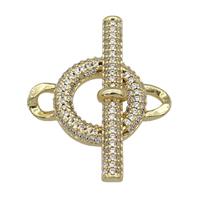 copper connector paved zircon, gold plated, approx 26-31mm
