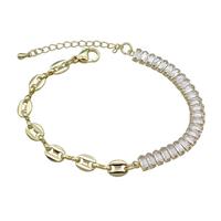 Copper Bracelet Pave Green Zircon Gold Plated, approx 6-70mm, 6-8mm, 17-21cm length