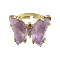 Purple Amethyst Ring Adjustable Gold Plated, approx 15-19mm, 18mm dia