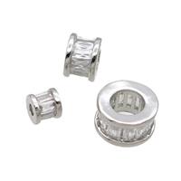 Copper Heishi Spacer Beads Pave Zircon Platinum Plated, approx 4mm