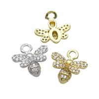 Copper Honeybee Pendant Pave Zircon Mixed, approx 9-12mm
