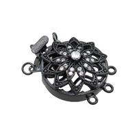 Copper Slide Clasp Pave Zircon Black Plated, approx 22mm