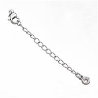 Copper Necklace Extender Chain Platinum Plated, approx 50mm length