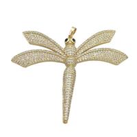 Copper Dragonfly Pendant Pave Zircon Gold Plated, approx 50-60mm