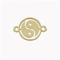 Copper Taichi Connector Yinyang Gold Plated, approx 12mm
