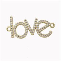 Copper LOVE Connector Micropave Zirconia Gold Plated, approx 10-22mm