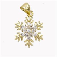 Copper Snowflake Pendant Micropave Zirconia Gold Plated, approx 16mm