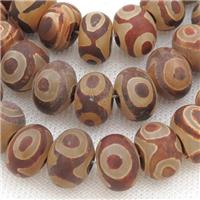 matte Tibetan Agate Beads, rondelle, eye, approx 10x14mm