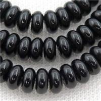 Black Onyx Agate Rondelle Beads, approx 5x8mm