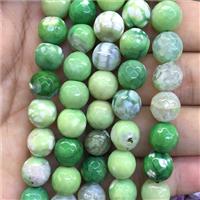 appleGreen dragonVeins Agate Beads, faceted round, approx 8mm dia