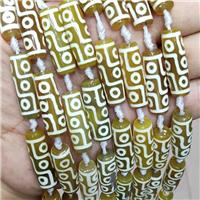 Yellow Tibetan Agate Rice Beads Evil Eye, approx 10-30mm, 10pcs per st