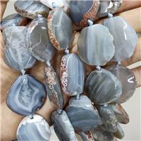 Natural Gray Agate Slice Beads Freeform, approx 15-30mm