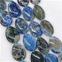 Natural Ocean Agate Slice Beads Blue Dye, approx 22-33mm