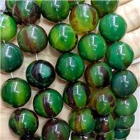 Natural Agate Beads Green Dye Smooth Round, approx 20mm dia, 18pcs per st