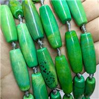 Natural Agate Rice Beads Green Dye, approx 13-40mm, 8pcs per st