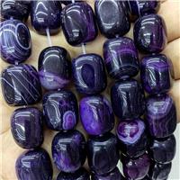 Natural Stripe Agate Tube Beads Purple Dye, approx 15-20mm